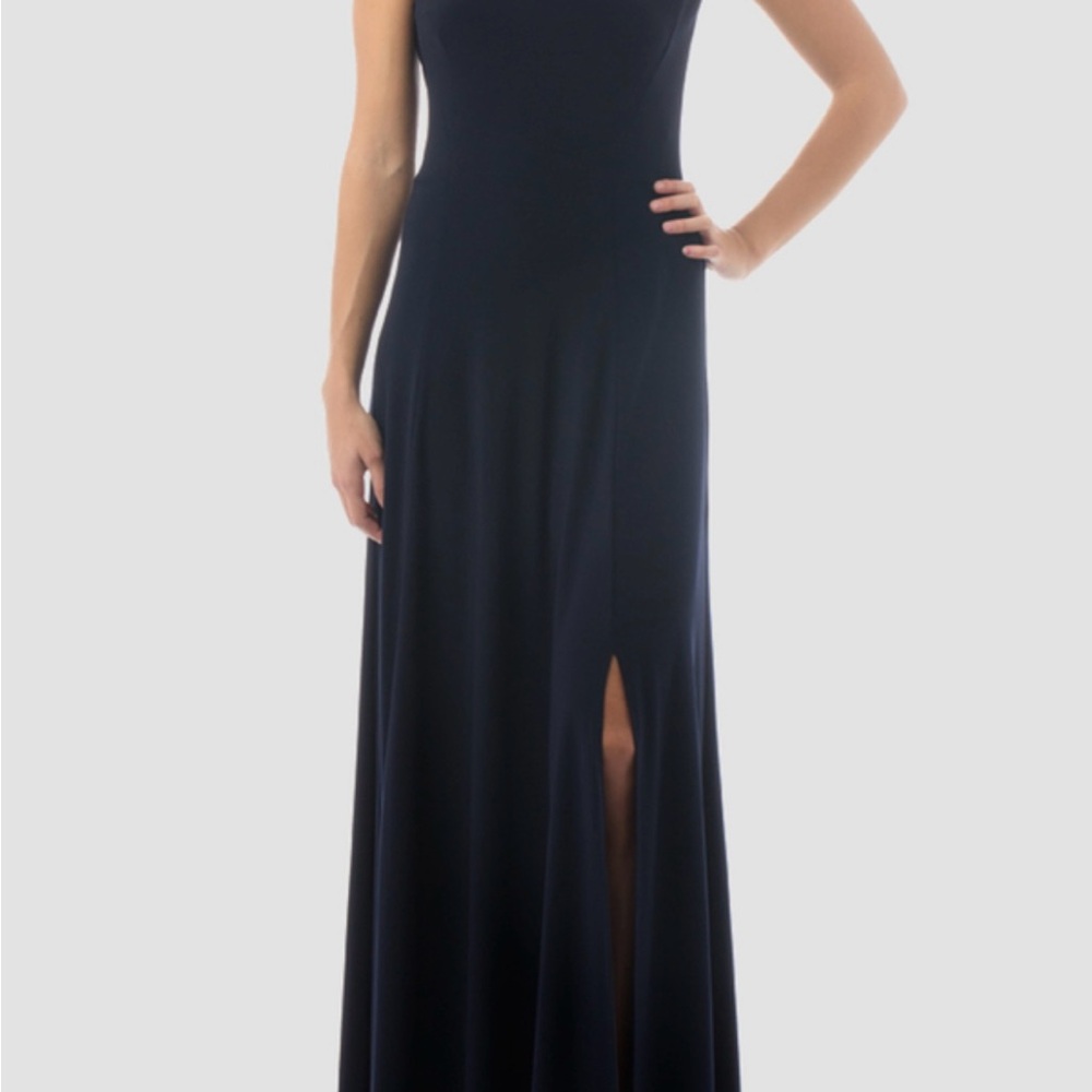 Elegant Navy with Gold Hardware Evening Gown